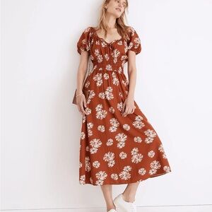 MADEWELL Linen-Blend Sophia Midi Dress size small